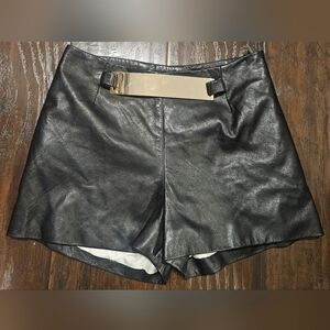 High Waist Black Leather Women's Shorts